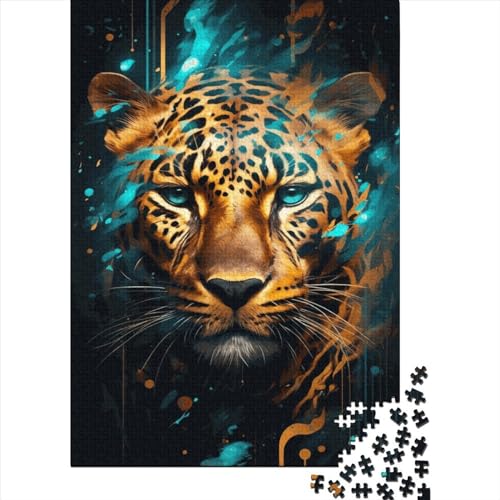 WXMMoney Art Animal Leopard 1000 Stück Puzzles Für Erwachsene Teenager Stress Abbauen Familien-Puzzlespiel 1000-teiliges Puzzle Kinder Lernspiel Spielzeug Geschenk Puzzel 1000pcs (75x50cm) von WXMMoney