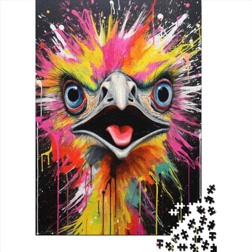 WXMMoney Art Animal Ostrich Puzzle 1000 Teile Für Erwachsene Und Kinder Ab 14 Jahren Für Stressabbauer Puzzel 1000pcs (75x50cm) von WXMMoney