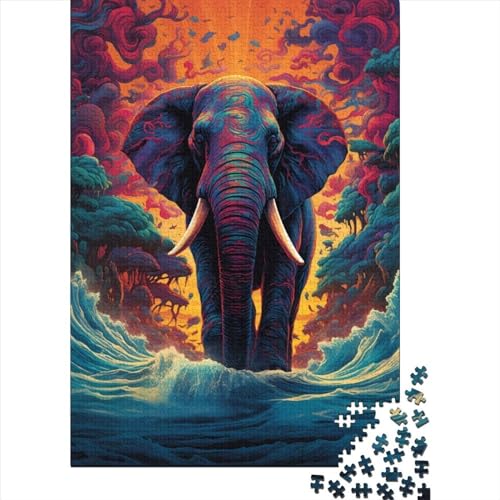 WXMMoney Artistic Elephant Animals 1000 Teile, Impossible Puzzle,Geschicklichkeitsspiel Für Die Ganze Familie, Erwachsenenpuzzle Ab 14 Jahren Puzzel 1000pcs (75x50cm) von WXMMoney