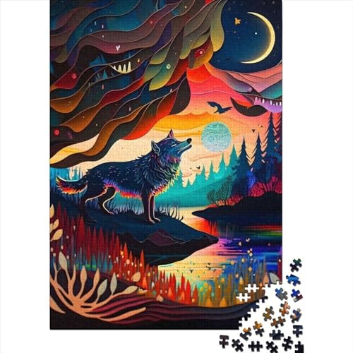 WXMMoney Colorful_Abstract_Wolf 1000 Teile,Impossible Puzzle,Geschicklichkeitsspiel Für Die Ganze Familie, Erwachsenen Puzzlespiel Puzzel 1000pcs (75x50cm) von WXMMoney