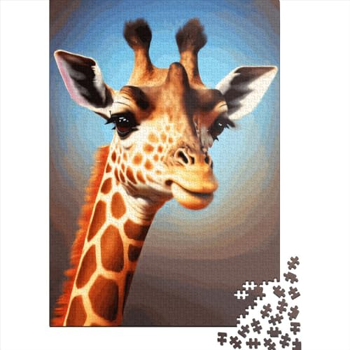 WXMMoney Paint Giraffe 1000 Stück Puzzles Für Erwachsene Teenager Stress Abbauen Familien-Puzzlespiel Mit Poster in 1000-teiliges Puzzle Kinder Lernspiel Spielzeug Geschenk Puzzel 1000pcs (75x50cm) von WXMMoney