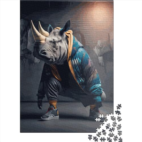 WXMMoney Rhino Dancer Puzzle 1000 Teile,Puzzle Für Erwachsene, Impossible Puzzle, Geschicklichkeitsspiel Für Die Ganze Familie,Puzzle Legespiel- Erwachsenenpuzzle Puzzel 1000pcs (75x50cm) von WXMMoney