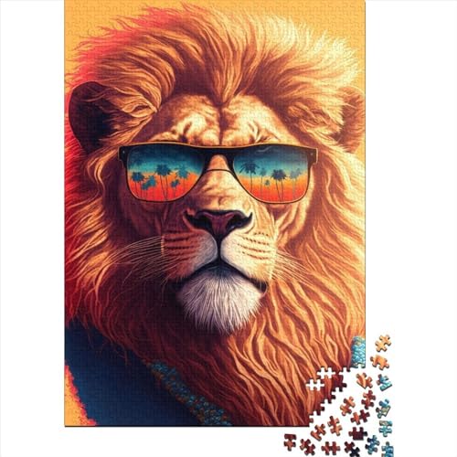 WXMMoney Sunglasses Lion Puzzle 500 Teile Erwachsener Kniffel Spaß Für Die Ganze Familie - Abwechslungsreiche 500 Puzzleteilige Motive Puzzle Erwachsene, Puzzel 500pcs (52x38cm) von WXMMoney