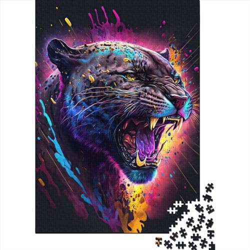 WXMMoney The Excited Panther Puzzle 500 Teile,Puzzle Für Erwachsene, Impossible Puzzle,Puzzle Farbenfrohes Legespiel,Geschicklichkeitsspiel Für Die Ganze Familie Puzzel 500pcs (52x38cm) von WXMMoney