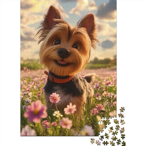 Yorkshire Terrier-Puzzle für Kinder, 1000-teiliges Puzzle für Holzpuzzle für Erwachsene, Puzzle, Lernspiele, 1000 Teile (75 x 50 cm) von WXMMoney