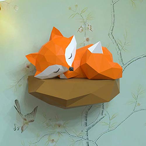 WXMYOZR DIY Wanddekoration Fox Papier Trophy 3D-Skulptur Tier Gebäude Puzzle Lernspiele Crafts Aktivität DIY Papierhand Karton Lernspiele von WXMYOZR