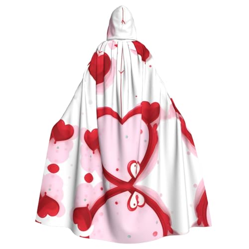 WXXWXD Little Red Heart Printed Hooded Cape, Halloween costume, can be used for party, role play, bow tie, no zipper, oversized hood cape WXXWXD Little Red Heart Printed Hooded Cape, Halloween costume, can be used for party, role play, bow tie, no zipper, oversized hood cape von WXXWXD