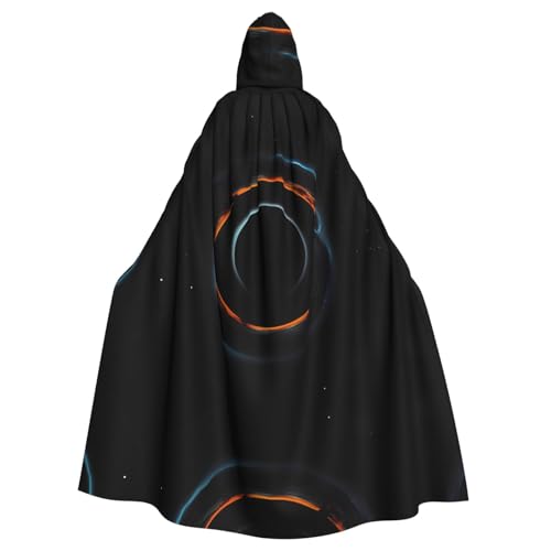 WXXWXD Mysterious Cosmic Black Holes Printed Hooded Cape, Halloween costume, can be used for party, role play, bow tie, no zipper, oversized hood cape von WXXWXD