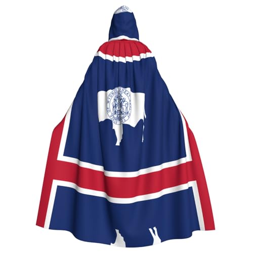 WXXWXD Wyoming State Flag Printed Hooded Cape, Halloween costume, can be used for party, role play, bow tie, no zipper, oversized hood cape WXXWXD Wyoming State Flag Printed Hooded Cape, Halloween costume, can be used for party, role play, bow tie, no zipper, oversized hood cape von WXXWXD