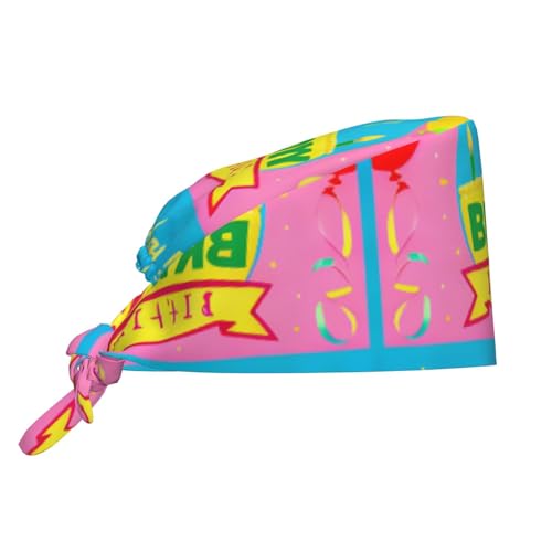 Happy Birthday Luftballon-Druck, atmungsaktive Arbeitskappe, pfirsichhaut (100 % Polyesterfaser), geeignet für Damen und Herren von WXZYFP