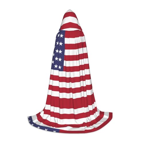 WXZYFP Amerikanische Flagge, großer Kapuzenumhang für Jugendliche, geeignet für Halloween und Themenpartys, leicht zu waschen und zu pflegen. von WXZYFP