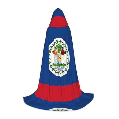 WXZYFP Belize Flag Medium Kapuzenumhang für Jugendliche, geeignet für Halloween und Themenpartys, leicht zu waschen und zu pflegen. von WXZYFP