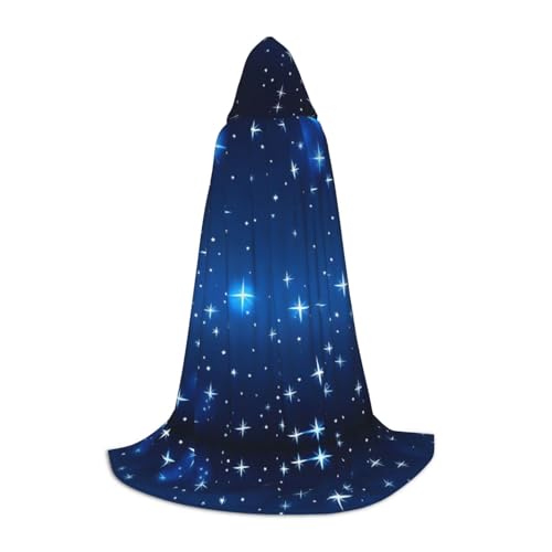 WXZYFP Blaues Sternenmuster, kleiner Kapuzenumhang für Teenager, geeignet für Halloween und Themenpartys, leicht zu waschen und zu pflegen. von WXZYFP