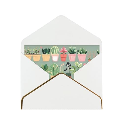 WXZYFP Bonsai-Pflanze, weißgoldfarbene Perlglanz-Papier-Grußkarte, das Papier ist dick und robust, und es kann durch Falten geöffnet und geschlossen werden. von WXZYFP