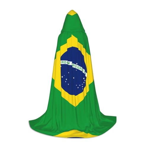 WXZYFP Brasilianische Flagge, kleiner Kapuzenumhang für Teenager, geeignet für Halloween und Themenpartys, leicht zu waschen und zu pflegen. von WXZYFP