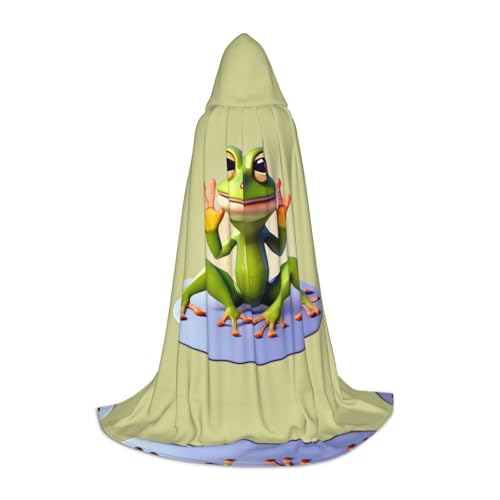WXZYFP Der lustige Frosch macht Yoga Großer Kapuzenumhang für Teenager, geeignet für Halloween und Themenpartys, leicht zu waschen und zu pflegen. von WXZYFP