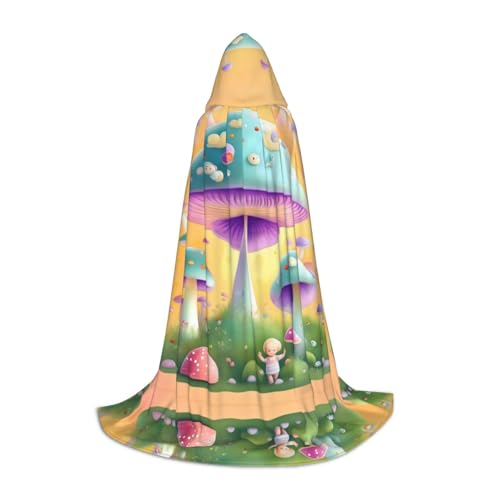 WXZYFP Fantasy Mushroom Großer Kapuzenumhang für Jugendliche, geeignet für Halloween und Themenpartys, leicht zu waschen und zu pflegen. von WXZYFP