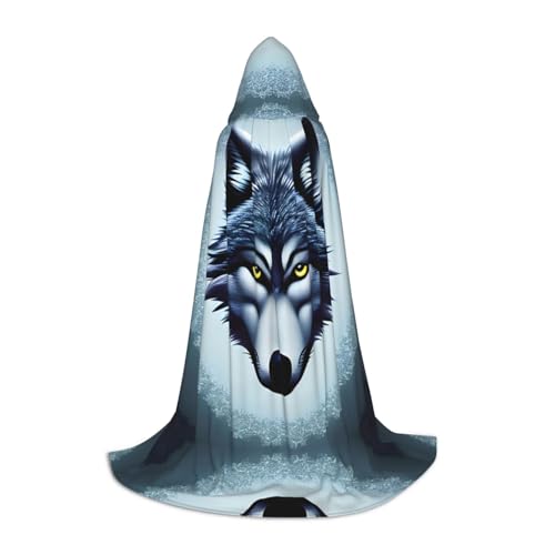 WXZYFP Fierce Wolf Head Kleiner Kapuzenumhang für Jugendliche, geeignet für Halloween und Themenpartys, leicht zu waschen und zu pflegen. von WXZYFP
