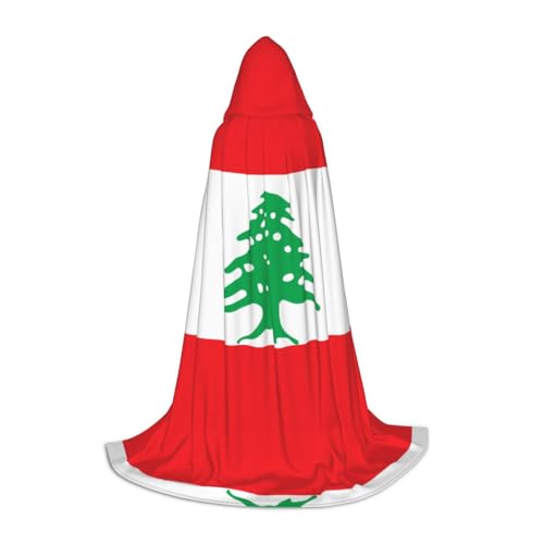 WXZYFP Flagge des Libanon, kleiner Kapuzenumhang für Teenager, geeignet für Halloween und Themenpartys, leicht zu waschen und zu pflegen. von WXZYFP