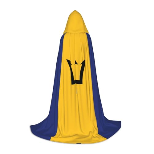WXZYFP Flagge von Barbados Kleiner Kapuzenumhang für Jugendliche, geeignet für Halloween und Themenpartys, leicht zu waschen und zu pflegen. von WXZYFP