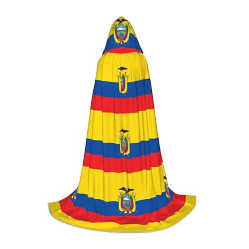 WXZYFP Flagge von Ecuador Kleiner Kapuzenumhang für Jugendliche, geeignet für Halloween und Themenpartys, leicht zu waschen und zu pflegen. von WXZYFP