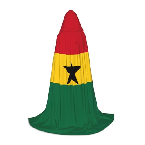 WXZYFP Flagge von Ghana, kleiner Kapuzenumhang für Jugendliche, geeignet für Halloween und Themenpartys, leicht zu waschen und zu pflegen. von WXZYFP
