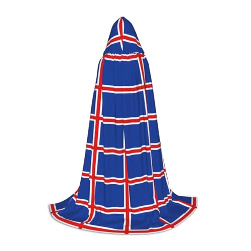 WXZYFP Flagge von Island, kleiner Kapuzenumhang für Jugendliche, geeignet für Halloween und Themenpartys, leicht zu waschen und zu pflegen. von WXZYFP