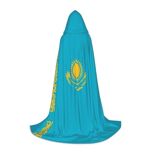 WXZYFP Flagge von Kasachstan, kleiner Kapuzenumhang für Jugendliche, geeignet für Halloween und Themenpartys, leicht zu waschen und zu pflegen. von WXZYFP