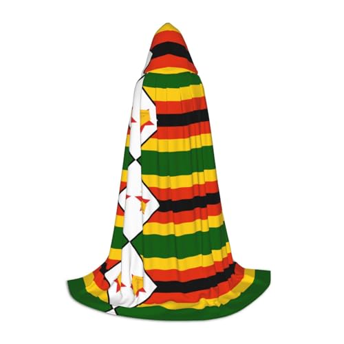WXZYFP Flagge von Simbabwe Kleiner Kapuzenumhang für Jugendliche, geeignet für Halloween und Themenpartys, leicht zu waschen und zu pflegen. von WXZYFP