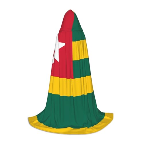 WXZYFP Flagge von Togo Großer Kapuzenumhang für Jugendliche, geeignet für Halloween und Themenpartys, leicht zu waschen und zu pflegen. von WXZYFP