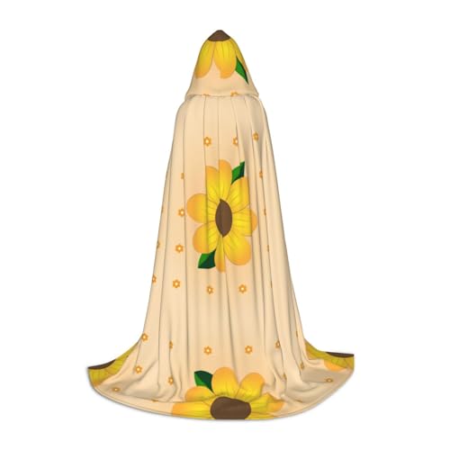 WXZYFP Goldene Sonnenblume Kleiner Kapuzenumhang für Jugendliche, geeignet für Halloween und Themenpartys, leicht zu waschen und zu pflegen. von WXZYFP