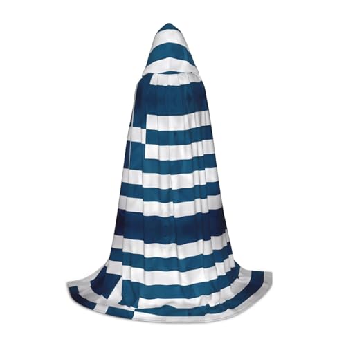 WXZYFP Griechische Flagge, kleiner Kapuzenumhang für Jugendliche, geeignet für Halloween und Themenpartys, leicht zu waschen und zu pflegen. von WXZYFP