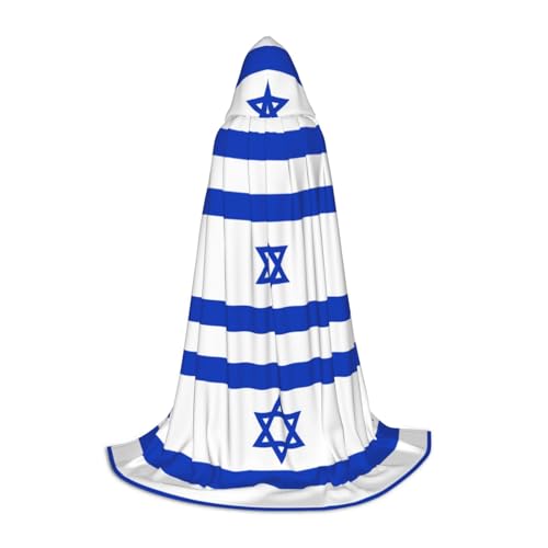 WXZYFP Israelische Flagge, mittelgroßer Kapuzenumhang für Jugendliche, geeignet für Halloween und Themenpartys, leicht zu waschen und zu pflegen. von WXZYFP