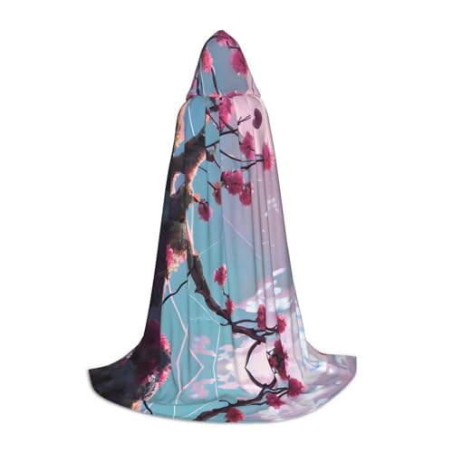 WXZYFP Kleine rosa Blumen, kleiner Kapuzenumhang für Teenager, geeignet für Halloween und Themenpartys, leicht zu waschen und zu pflegen. von WXZYFP