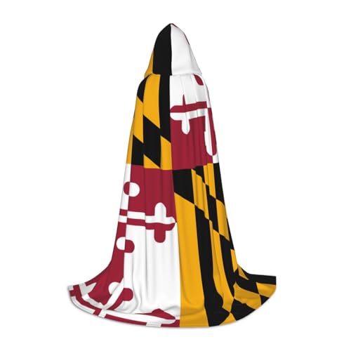 WXZYFP Maryland State Flag Kleiner Kapuzenumhang für Jugendliche, geeignet für Halloween und Themenpartys, leicht zu waschen und zu pflegen. von WXZYFP