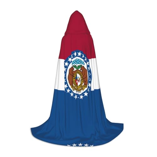 WXZYFP Missouri State Flag Medium Kapuzenumhang für Teenager, geeignet für Halloween und Themenpartys, leicht zu waschen und zu pflegen. von WXZYFP
