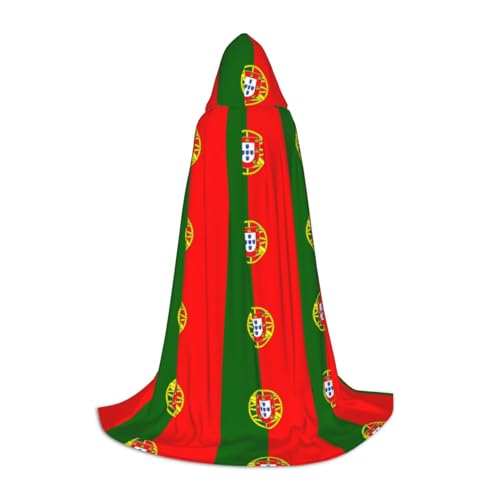 WXZYFP Portugiesische Flagge, mittelgroßer Kapuzenumhang für Jugendliche, geeignet für Halloween und Themenpartys, leicht zu waschen und zu pflegen. von WXZYFP