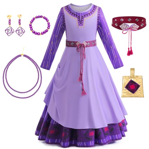 WYB Lila Kostüm für Mädchen, 4–12 Jahre, Partykleid mit Zubehör, Verkleidungsset (4–5 Jahre 110) von WYB