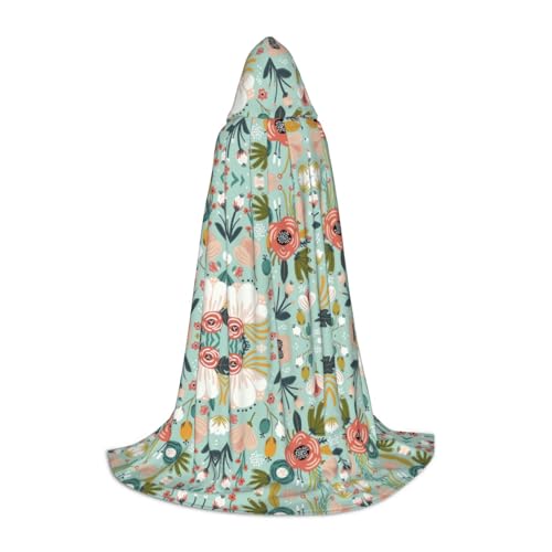 Kapuzenumhang mit Blumenmuster, Winter, warm, lang, Cosplay-Kostüme, Oberbekleidung, Karneval, Hoodies, Umhang von WYCZHY