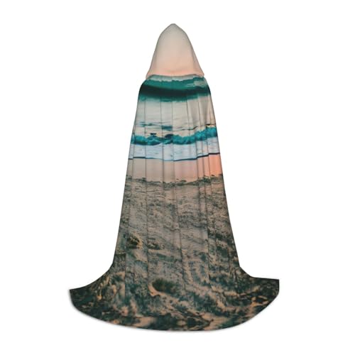 Kapuzenumhang mit Sonnenuntergang am Strand, Winter, warm, lang, Cosplay-Kostüme, Oberbekleidung, Karneval, Hoodies, Umhang von WYCZHY