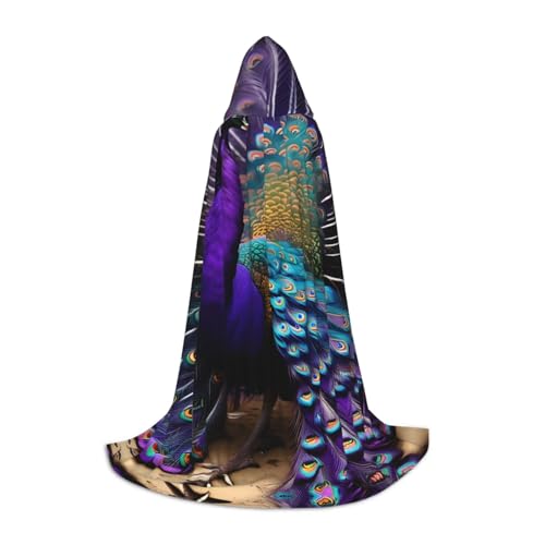Umhang mit Kapuze und Pfauenmotiv, warm, lang, Cosplay-Kostüme, Oberbekleidung, Karneval, Hoodies, Umhang von WYCZHY