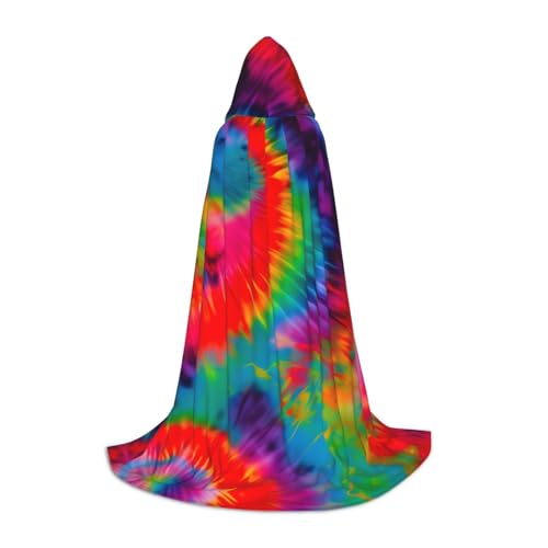 Umhang mit Kapuze und buntem Batikmuster, warm, lang, Cosplay, Kostüme, Oberbekleidung, Karneval, Hoodies, Capes Umhang mit Kapuze und buntem Batikmuster, warm, lang, Cosplay, Kostüme, Oberbekleidung, Karneval, Hoodies, Capes von WYCZHY
