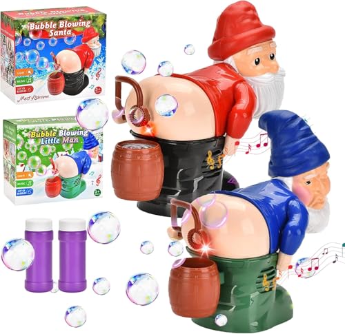 Farting Santa Bubble Machine,Funny Santa Bubble Blowing Machine,Electric Blowing Bubble Toy with Light and Music (2 pcs) von WYDDSX