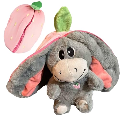 WYDDSX Atmendes Kuscheltier Esel,Donkberry Esel,Schlummer Kuscheltier Erdbeeresel,Atmender Mit Musik Und Atembewegung (Rosa) von WYDDSX