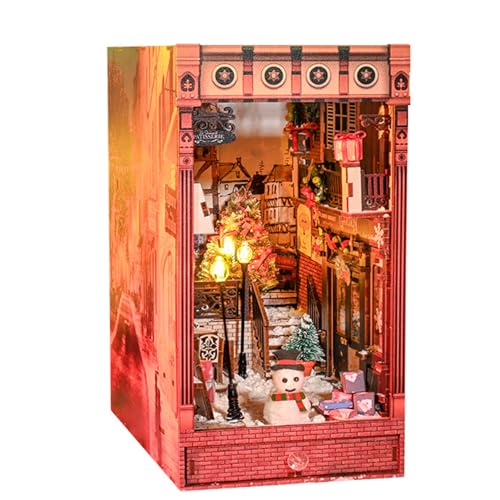 DIY Book Nook Kit Miniatur Puppenhaus DIY Book Nook Puppenhaus Kit,Booknook Bücherregal Insert Decor Alley,Buchstützen Modell Build-Creativity Kit mit Staubschutz (D) von WYEIAHS