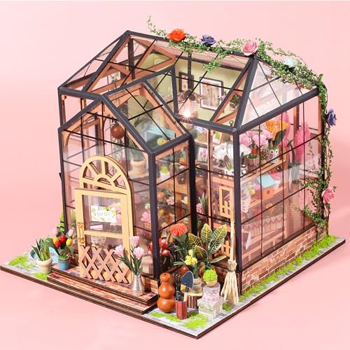 WYFCR Puppenhaus Miniatur mit Möbeln, Idee DIY hölzerne Miniatur Haus Kit mit LED-Licht, Haus, Bücherregal Dekoration, Geschenke für Erwachsene und Kinde,gewächshaus zubehör WYFCR Puppenhaus Miniatur mit Möbeln, Idee DIY hölzerne Miniatur Haus Kit mit LED-Licht, Haus, Bücherregal Dekoration, Geschenke für Erwachsene und Kinde,gewächshaus zubehör von WYFCR