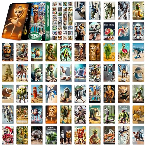 Italian Brainrot Karten,Brainrot Skifidol Sammelkartenset,60 Einzigartige Karten & 32 Italian Brainrot Stickers,Kartenspiel mit besonderen Charakteren, Für Kinder, Jugendliche, Feste und Partys(A) von WYFDCZZP