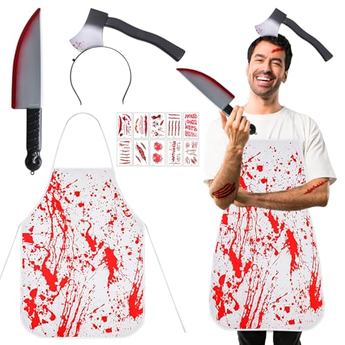 WYFDCZZP Metzger-Kostüme für Halloween,Halloween-Kostüm,Axt Haarreif mit Blut Halloween,blutige Schürze,Herren, Erwachsene und Teenager, Einheitsgröße,trendiges Kostüm 2024 Trending Kostüm WYFDCZZP Metzger-Kostüme für Halloween,Halloween-Kostüm,Axt Haarreif mit Blut Halloween,blutige Schürze,Herren, Erwachsene und Teenager, Einheitsgröße,trendiges Kostüm 2024 Trending Kostüm von WYFDCZZP