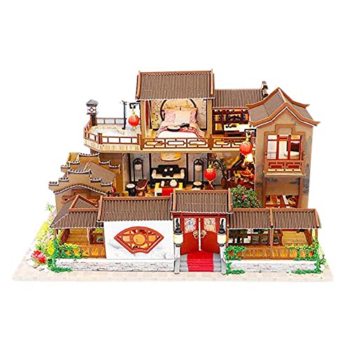 Chinesisches Klassisches Design Miniaturhaus DIY Simulation Gebäudemodell Handmontiertes Puppenhaus-Kit/Musikbewegung/Möbel-Kit Mit Led-Leuchten Für Eltern, Kinder Und Lieben Chinesisches Klassisches Design Miniaturhaus DIY Simulation Gebäudemodell Handmontiertes Puppenhaus-Kit/Musikbewegung/Möbel-Kit Mit Led-Leuchten Für Eltern, Kinder Und Lieben von WYFQL-JYO