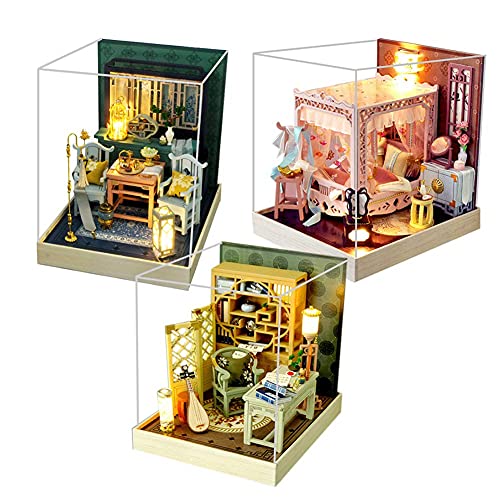 DIY Puppenhaus-Kit Mit Staubdichtem 3-Teiligem Chinesischen Antiken Stil Kreatives Zimmer Miniatur-Puppenhaus-Möbel Led-Leuchten Handarbeit Geburtstagsgeschenk Für Kinder Mädchen Jungen DIY Puppenhaus-Kit Mit Staubdichtem 3-Teiligem Chinesischen Antiken Stil Kreatives Zimmer Miniatur-Puppenhaus-Möbel Led-Leuchten Handarbeit Geburtstagsgeschenk Für Kinder Mädchen Jungen von WYFQL-JYO